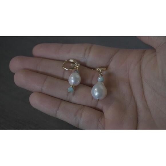 Handmade Dainty Pearl Earrings - Picture 2 of 4